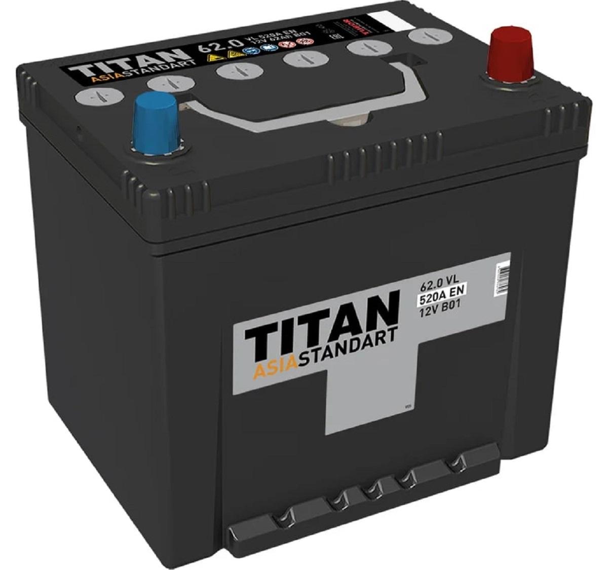 Аккумулятор TITAN ASIA STANDART 62.0 VL B01 520А 4607008886962