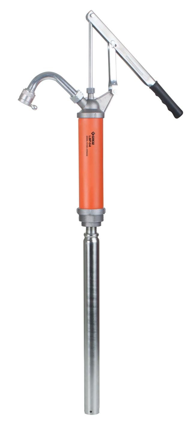Насос для масла и топлива GROZ LBP/04L/OR-ND бочковой, рычажный, оранжевый + насадка GR46952 GR46952