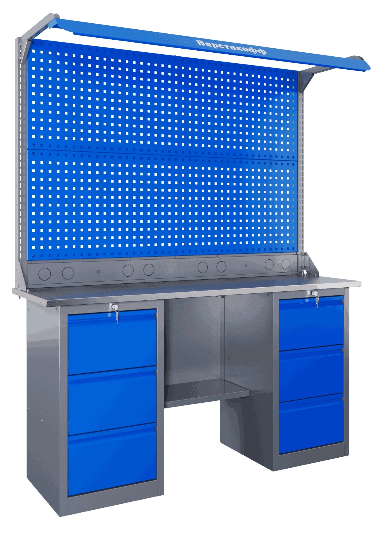 Верстак слесарный двухтумбовый ВЕРСТАКОФФ SLF 161.33.1-2FR 116344