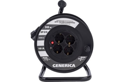 Удлинитель на катушке IEK GENERICA УК30 4х30м, 3х1 термозащита WKP10-10-04-30-G