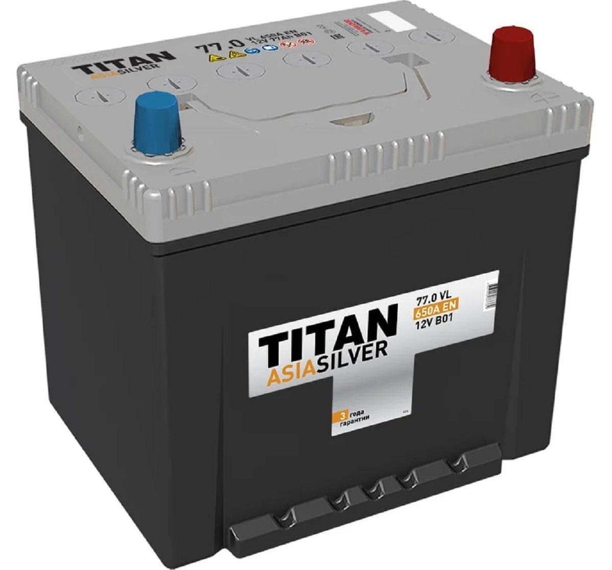 Аккумулятор TITAN ASIASILVER 77.0 VL B01 650А 4607008887389