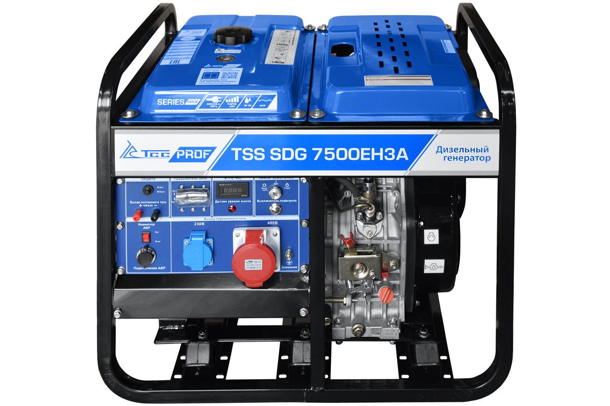 Генератор дизельный с воздушным охлаждением ТСС SDG 7500EH3A открытая 100027