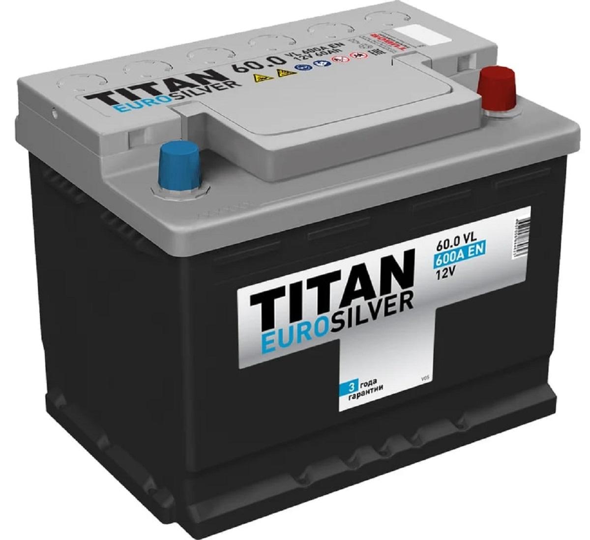 Аккумулятор TITAN EUROSILVER 60.0 VL низкий 600А 4607008884623