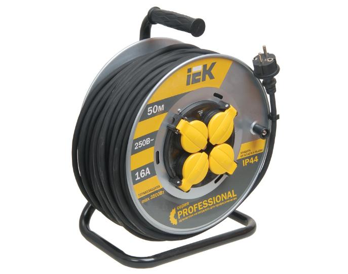 Удлинитель на катушке IEK УК50 PROFESSIONAL 3х2,5мм КГ IP44 50м с термозащитой WKP17-16-04-50-44