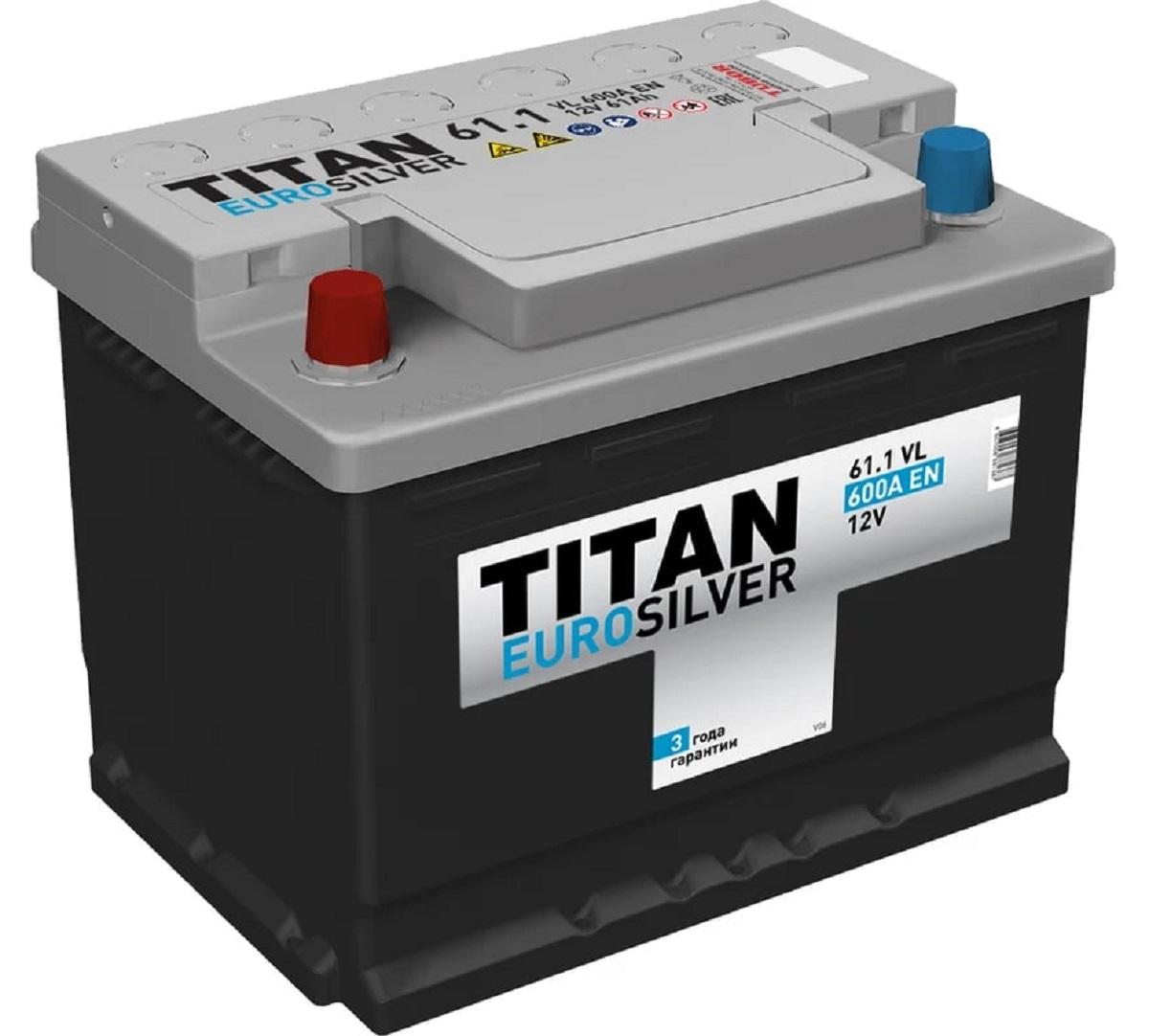 Аккумулятор TITAN EUROSILVER 61.1 VL 600А 4607008881387