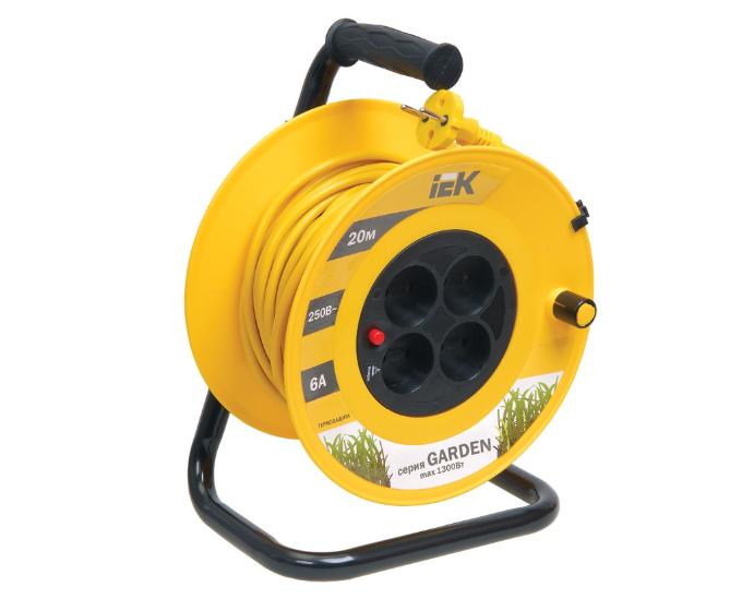 Удлинитель на катушке IEK УК20 2Р/20м 2х0,75мм Garden с термозащитой 4 места WKP23-06-04-20