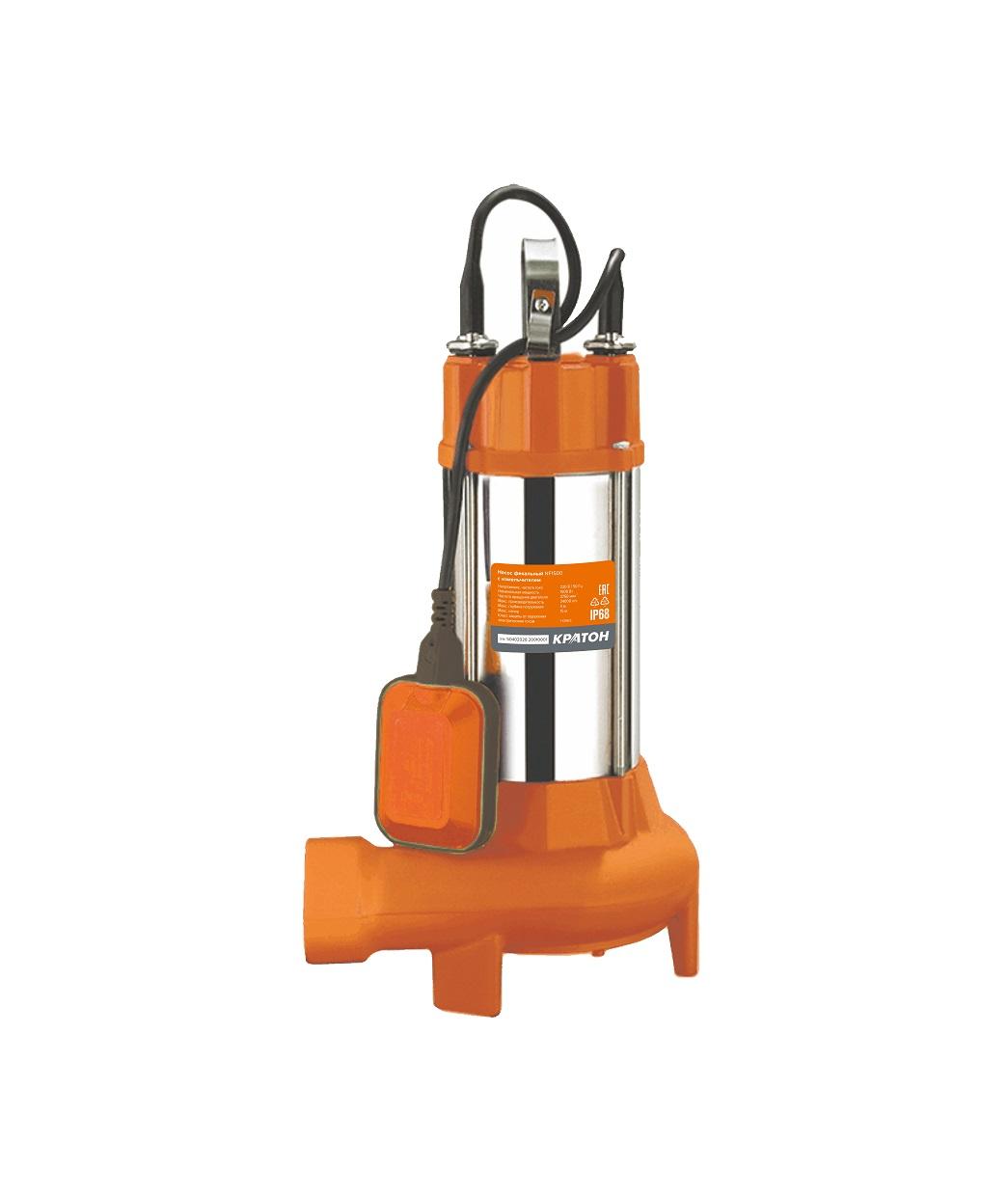 Насос дренажный КРАТОН NF1500 фекальный с ножом, д/грязной воды 5 04 02 028