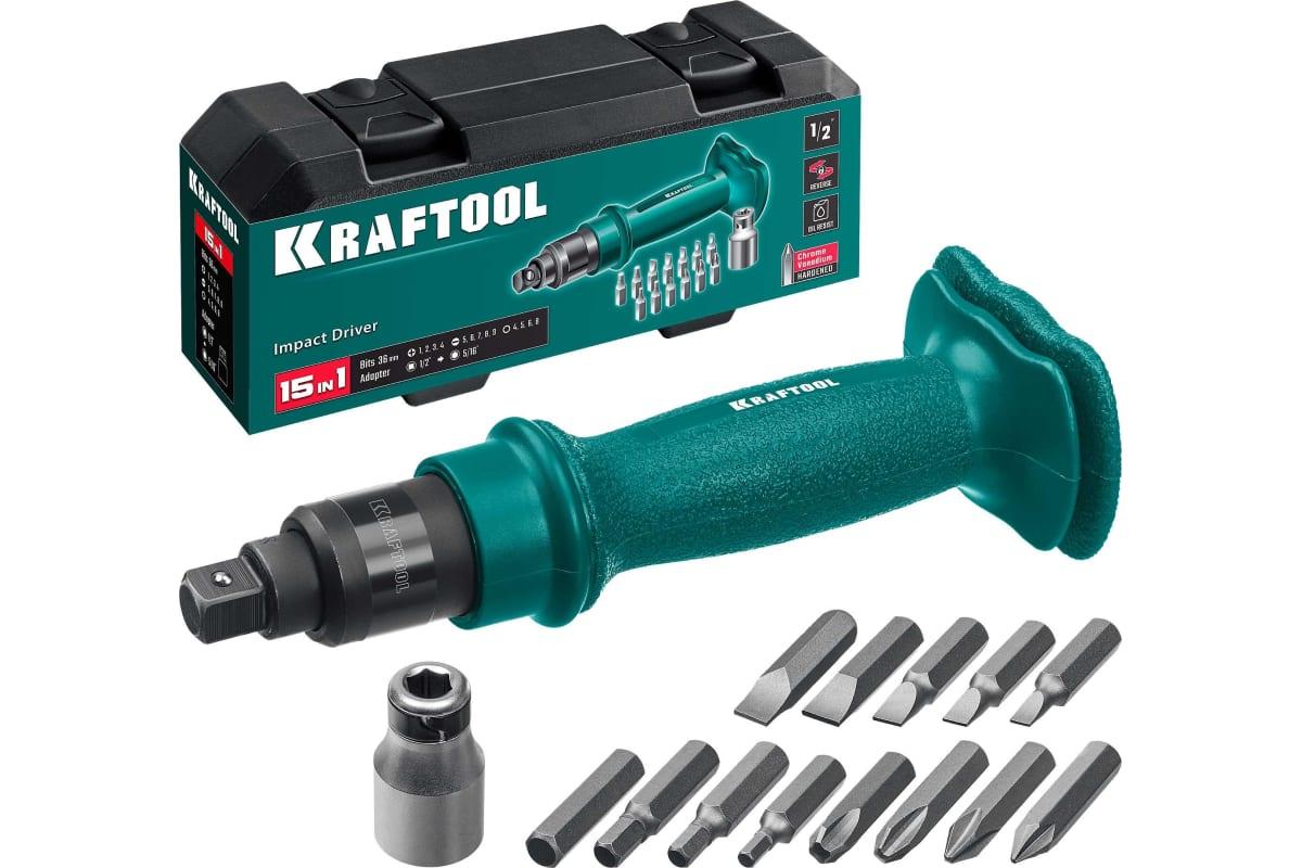 Отвертка ударная KRAFTOOL поворотная реверсивная, сменные биты 8шт., набор 10 пред. 25550-H10_z01