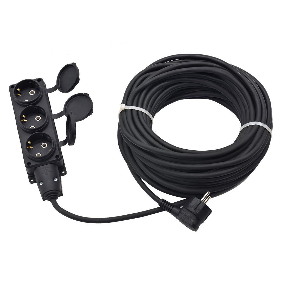Удлинитель силовой 3 гн. GLANZEN EC-50-013 КГ 3х2,5 IP44 (50 м)