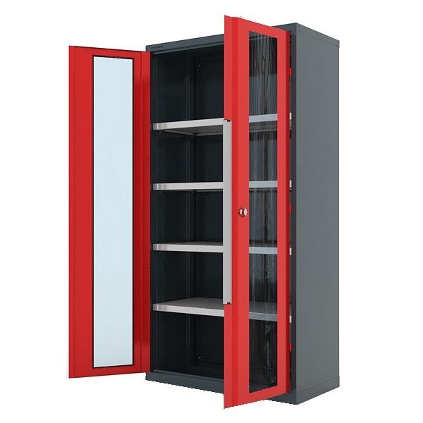Шкаф инструментальный FERRUM "Premium" 1000х500х1950 h двери со стеклом, 4 полки RAL7016/3000 13.1042
