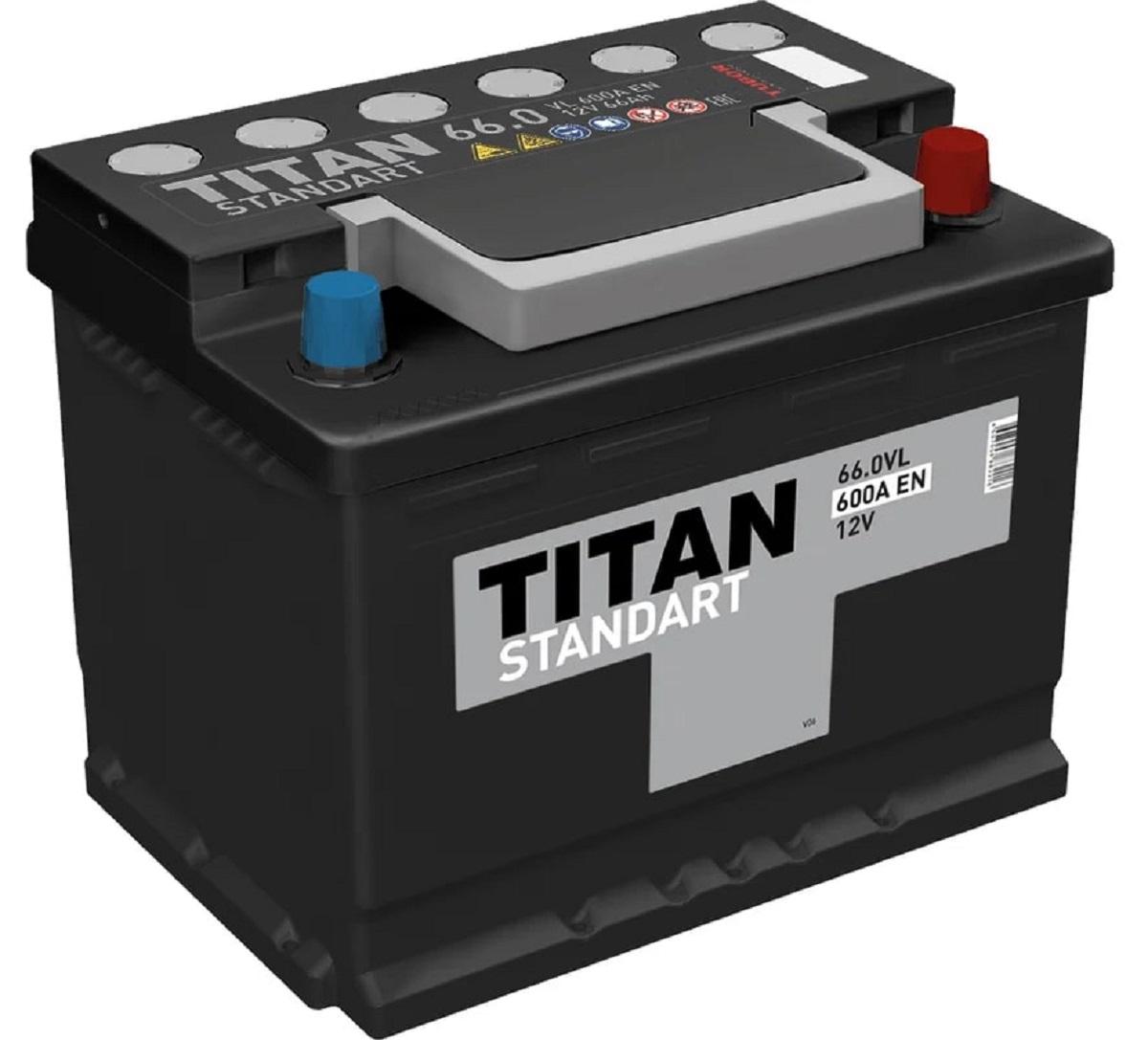 Аккумулятор TITAN STANDART 66.0 VL 600А 4607008882216
