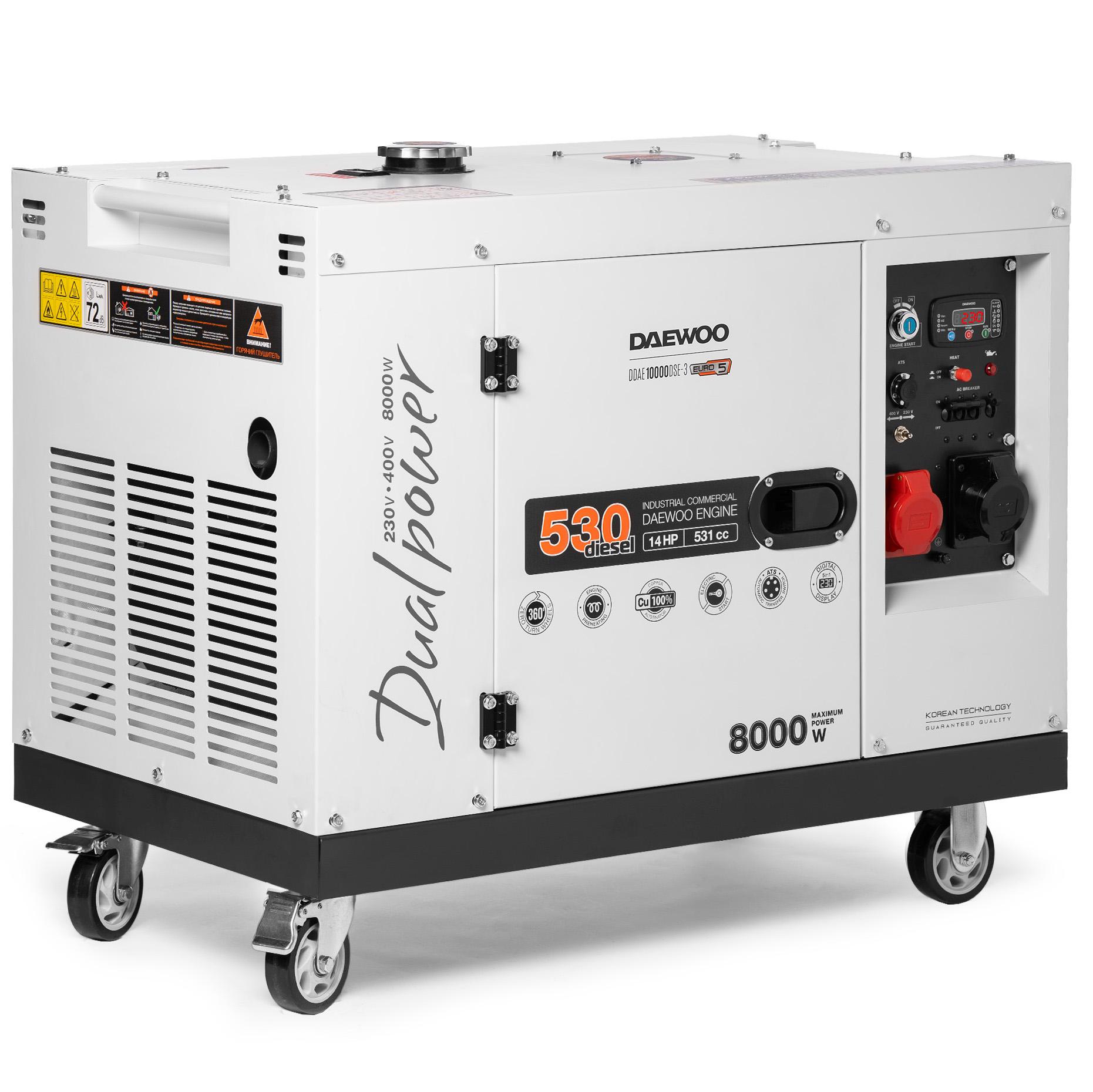 Генератор дизельный с воздушным охлаждением DAEWOO DDAE 10000DSE-3 в кожухе DDAE 10000DSE-3 (2024)