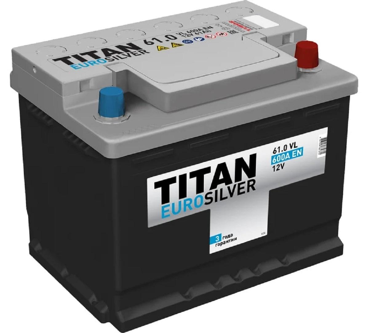 Аккумулятор TITAN EUROSILVER 61.0 VL 600А 4607008881370