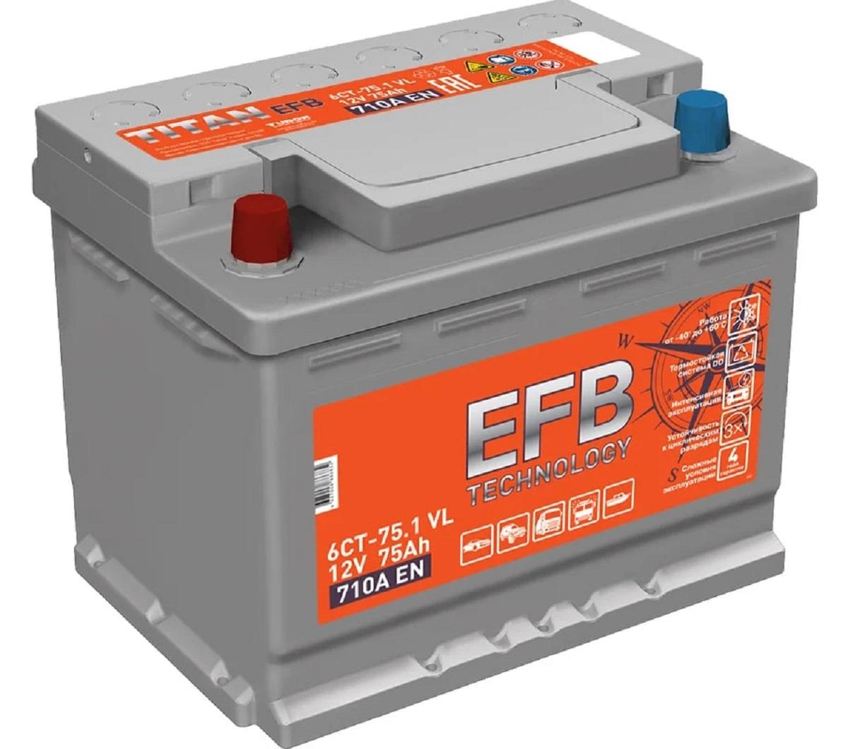 Аккумулятор TITAN EFB 75.1 VL 710А 4607008886832