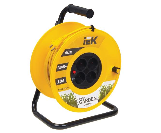 Удлинитель на катушке IEK УК40 2Р/40м 2х1,0мм Garden с термозащитой 4 места WKP23-10-04-40