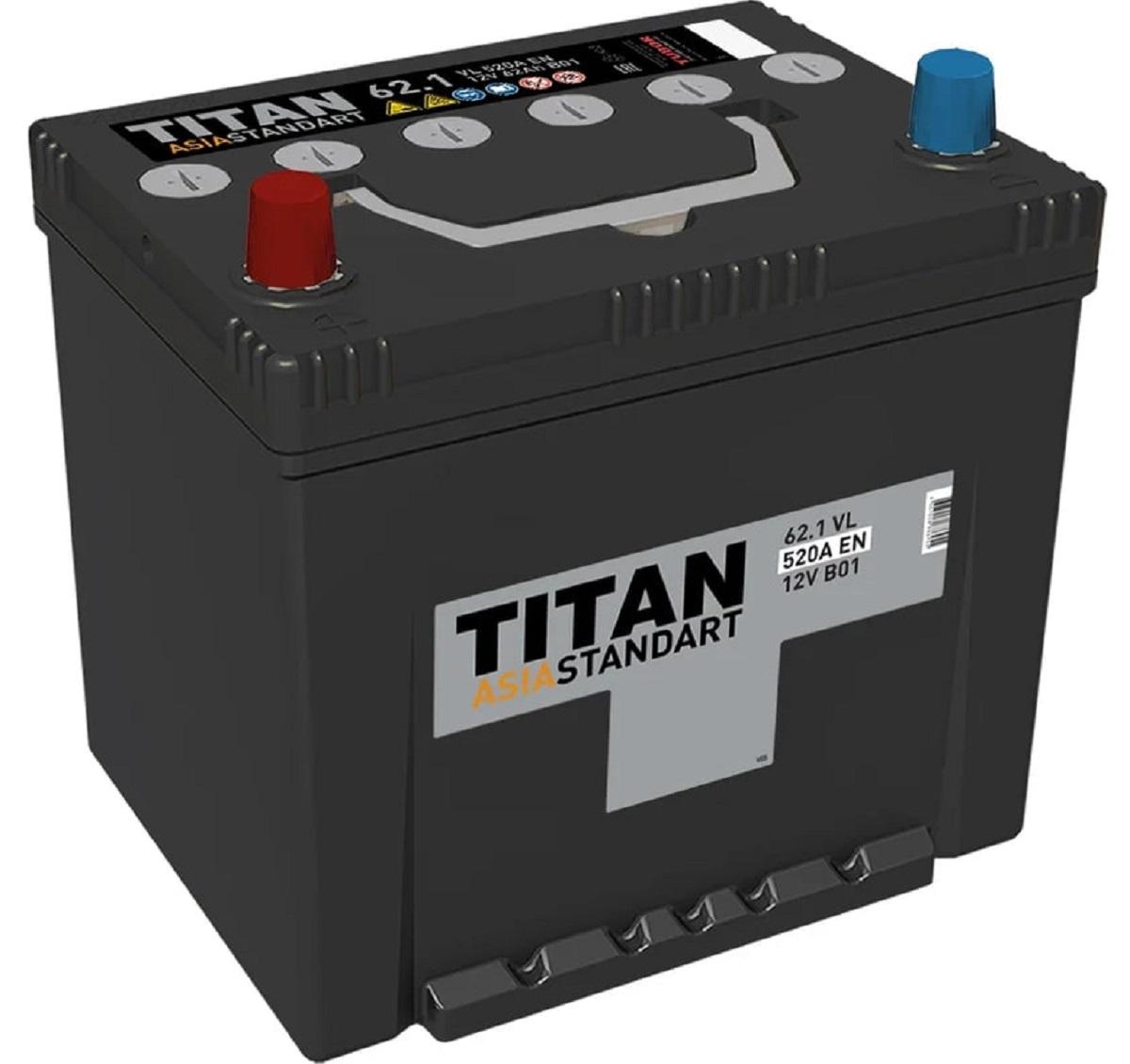 Аккумулятор TITAN ASIA STANDART 62.1 VL B01 520А 4607008886955