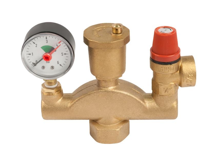 Группа безопасности UNIPUMP Группа безопасности котла 1"-3/4" для систем отопления 43580
