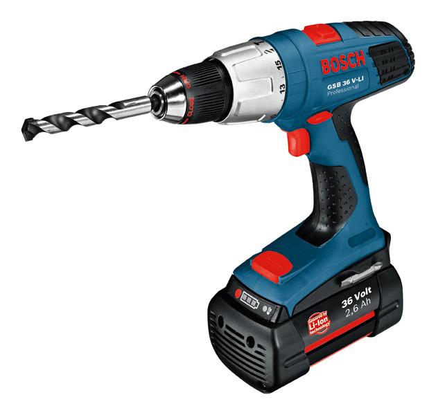 Аккумуляторная дрель-шуруповерт BOSCH GSB 36 VE-2-LI ударная 0601913106 2х2,6 Ач