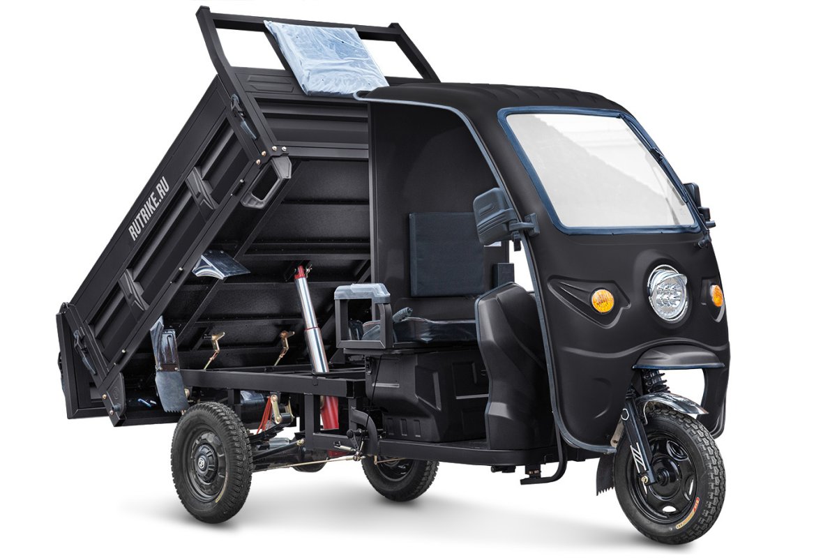 Трицикл грузовой RUTRIKE D5 КАБИНА 1500 72V1500W Черный 2914 гидравлика 025198-2914
