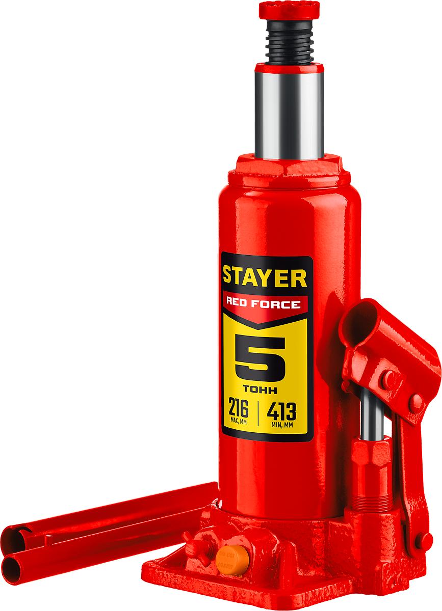 Домкрат бутылочный STAYER RED FORCE гидравлический, 216-413мм, 5т 43160-5_z01