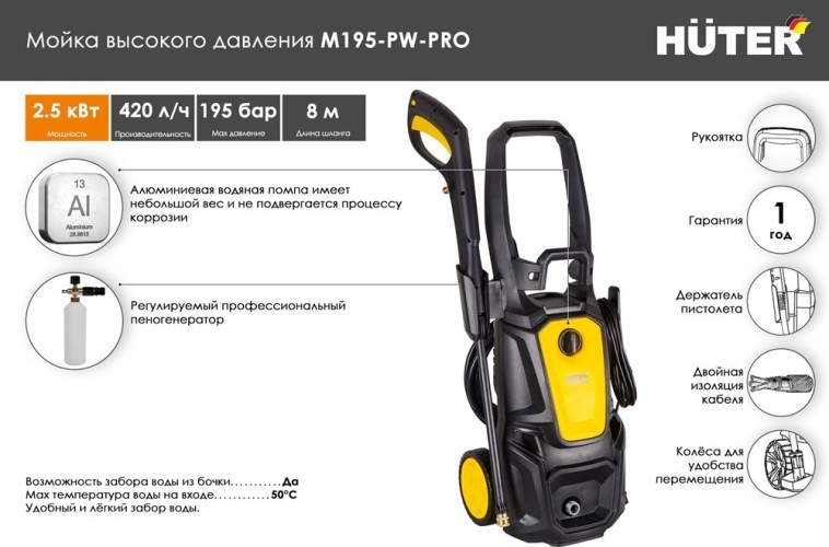 Автомойка HUTER M195-PW-PRO 70/8/17 №14