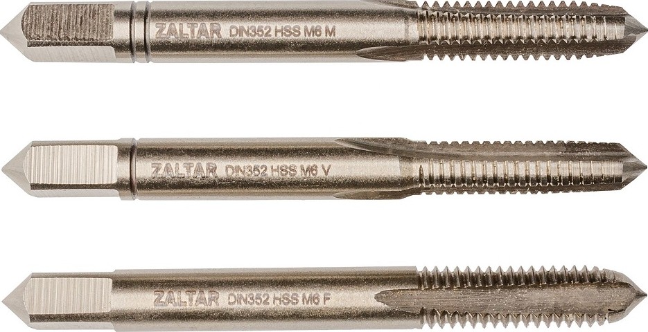 Изображение товара Набор метчиков ZALTAR DIN 352, HSS, 3 пр., Nr.1/Nr.2/Nr.3, M6x1.0 ручных ZA-10016