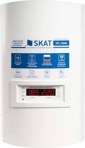 Изображение товара Стабилизатор напряжения однофазный SKAT STL 10000 исп. Н (симисторный 9 ступеней) 779 Изображение товара Стабилизатор напряжения однофазный SKAT STL 10000 исп. Н (симисторный 9 ступеней) 779