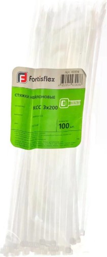 Изображение товара Хомут пластиковый FORTISFLEX КСС 3х200, белый, 100шт. 49394 Изображение товара Хомут пластиковый FORTISFLEX КСС 3х200, белый, 100шт. 49394