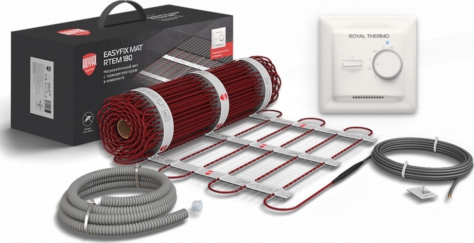 Изображение товара Мат нагревательный ROYAL THERMO EasyFix Mat RTEM 2-180-7 комплект с терморегулятором НС-1599106 Изображение товара Мат нагревательный ROYAL THERMO EasyFix Mat RTEM 2-180-7 комплект с терморегулятором НС-1599106