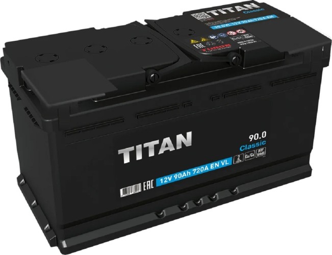Изображение товара Аккумулятор TITAN Classic 6СТ-90.0 VL 720А 4607008889918 Изображение товара Аккумулятор TITAN Classic 6СТ-90.0 VL 720А 4607008889918