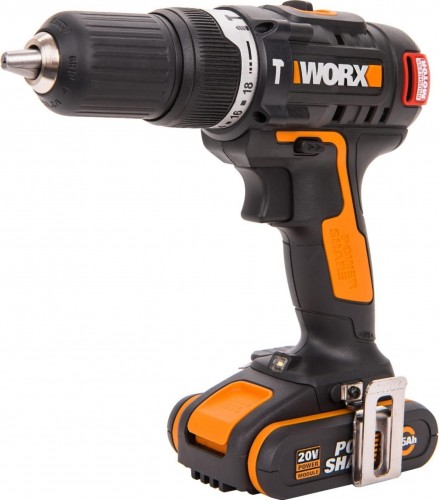 Изображение товара Дрель-шуруповерт аккумуляторная Worx WX367.1 ударная, бесщеточная, набор оснастки 158 пред.