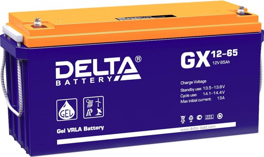 Изображение товара Аккумулятор Delta GX 12-65 (GEL) Изображение товара Аккумулятор Delta GX 12-65 (GEL)