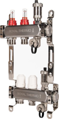 Изображение товара Коллектор ROYAL THERMO RTO 52.202 нерж. в сборе с расходомерами 1"ВР-3/4"НР с автом. НС-1665623 Изображение товара Коллектор ROYAL THERMO RTO 52.202 нерж. в сборе с расходомерами 1"ВР-3/4"НР с автом. НС-1665623
