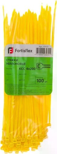 Изображение товара Хомут пластиковый FORTISFLEX КСС 4х200, желтый, 100шт. 49431