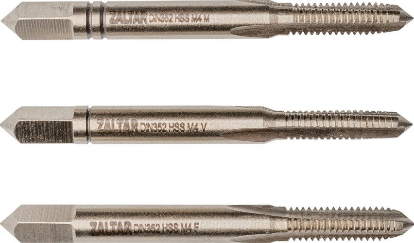 Изображение товара Набор метчиков ZALTAR DIN 352, HSS, 3 пр., Nr.1/Nr.2/Nr.3, M4x0.7 ручных ZA-10008