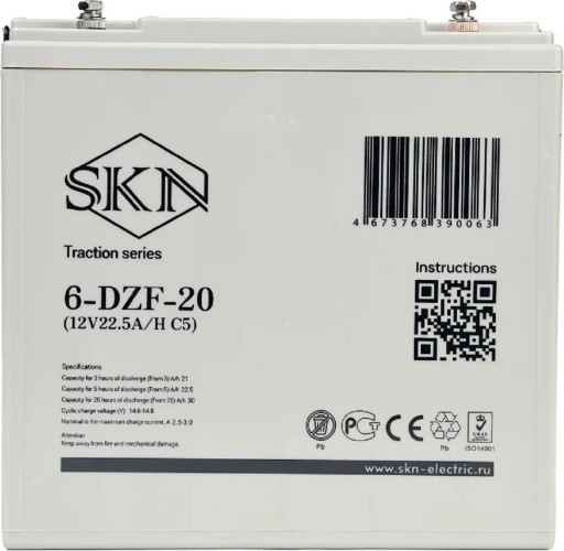 Изображение товара Аккумулятор SKN 6-DZF-20 (12V22.5A/H C5) тяговый 025384