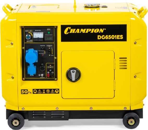 Изображение товара Электростанция дизельная CHAMPION DG6501ES+ATS для резервного питания Изображение товара Электростанция дизельная CHAMPION DG6501ES+ATS для резервного питания