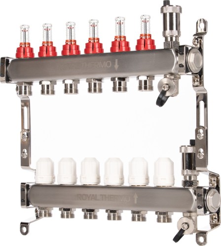 Изображение товара Коллектор ROYAL THERMO RTO 52.206 нерж. в сборе с расходомерами 1"ВР-3/4"НР с автом. НС-1665627
