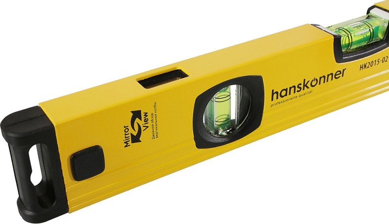 Уровень строительный HANSKONNER HK2015-02-0400 алюм.400мм,3 колбы,усилен,фрезеров., двойной обзор №7