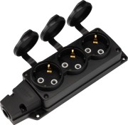 Розеточная колодка REXANT 111-223 COMPACT влагозащищенная с крышкой 3 гн., с/з, 16А,